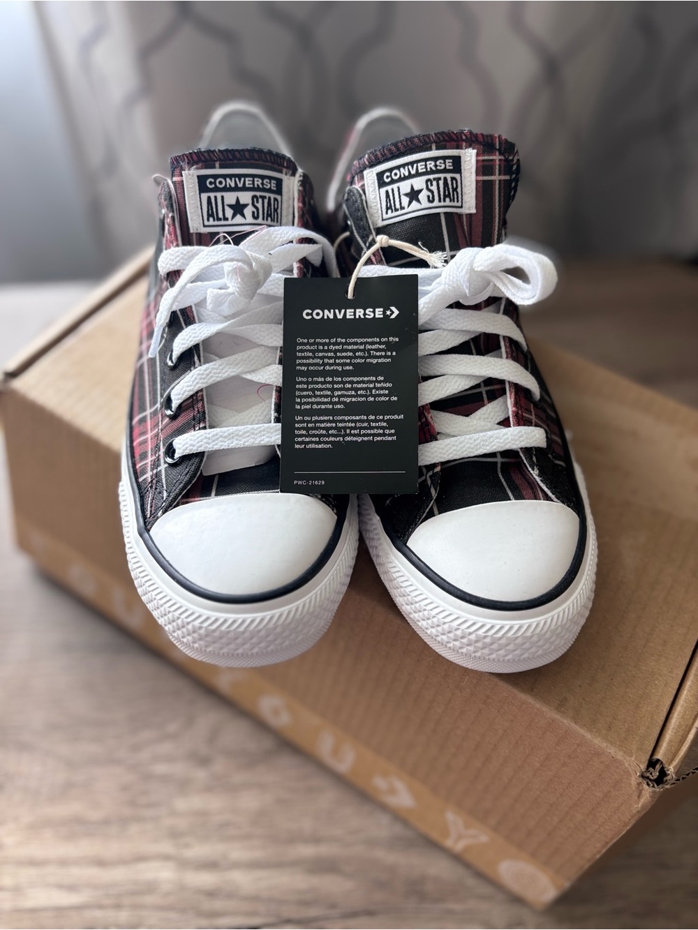 Converse All Star Plaid High-Top Sneakers - Black & Red
